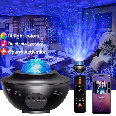 Projector Galaxy Night Light with Ocean Wave Music Speaker Sky Light Projector - Idealpk.store Projector Galaxy Night Light with Ocean Wave Music Speaker Sky Light Projector