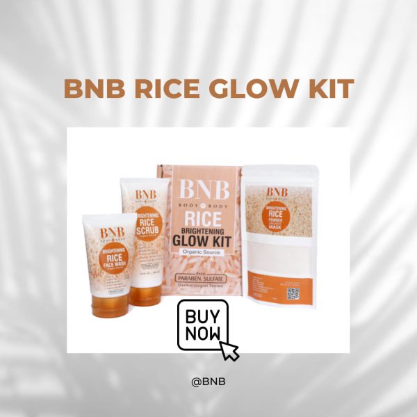 Bnb Whitening Rice Extract Bright & Glow Kit (with Box) - Idealpk.store Bnb Whitening Rice Extract Bright & Glow Kit (with Box)