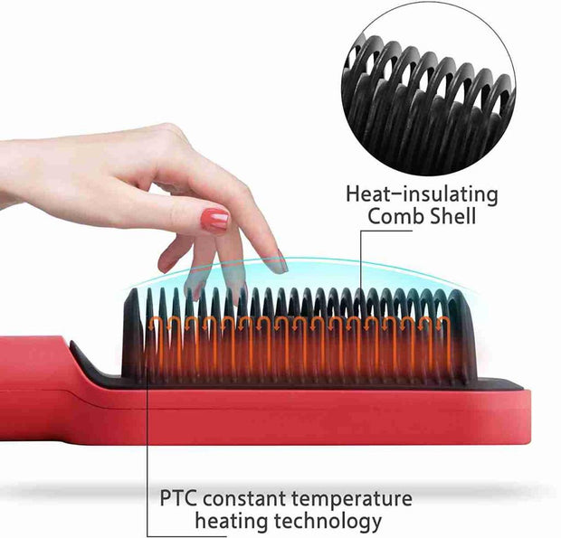 Electric Hair Straightening Brush For Women- 39 Seconds Quick Heat - Idealpk.store Electric Hair Straightening Brush For Women- 39 Seconds Quick Heat